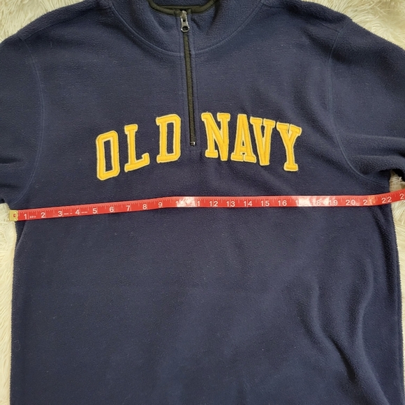 Vintage Old Navy Men Fleece sweatshirt navy blue/yellow size large - Picture 3 of 4